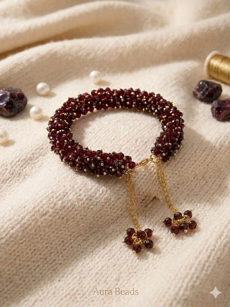 Handmade Burgundy Drop Bracelet