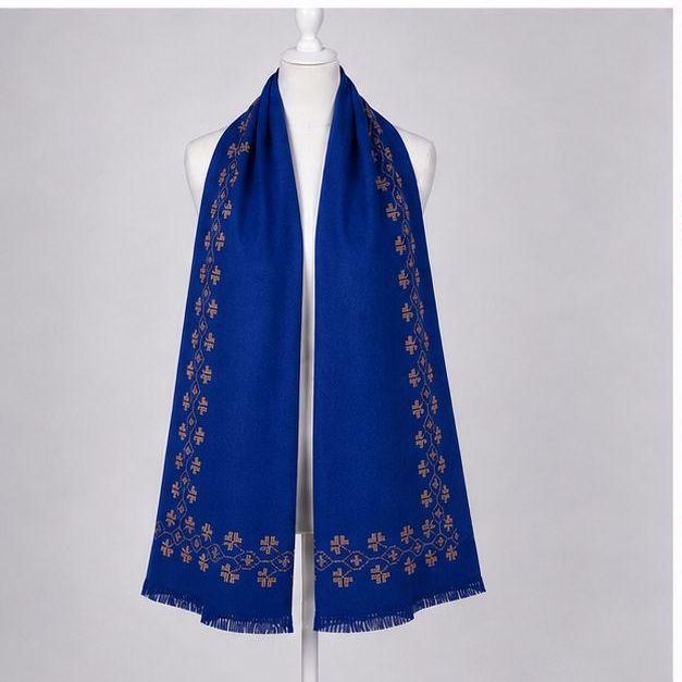 Cobalt Blue Snowflake Gold Himalayan Handmade embroidered Pashmina Shawl