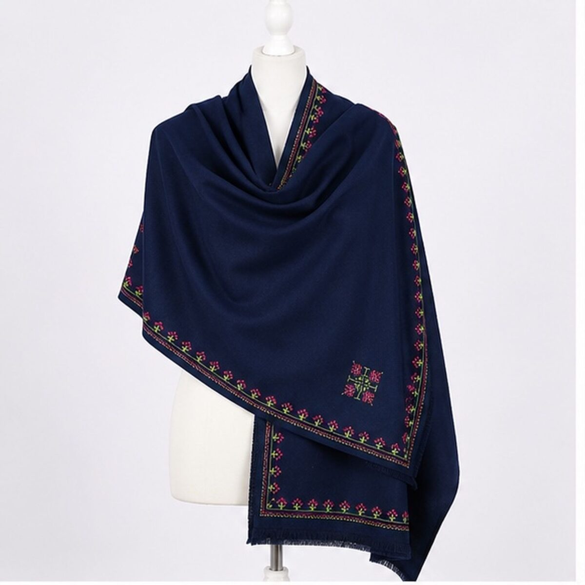 Navy Blue Gulnaar Himalayan Handmade embroidered Shawl