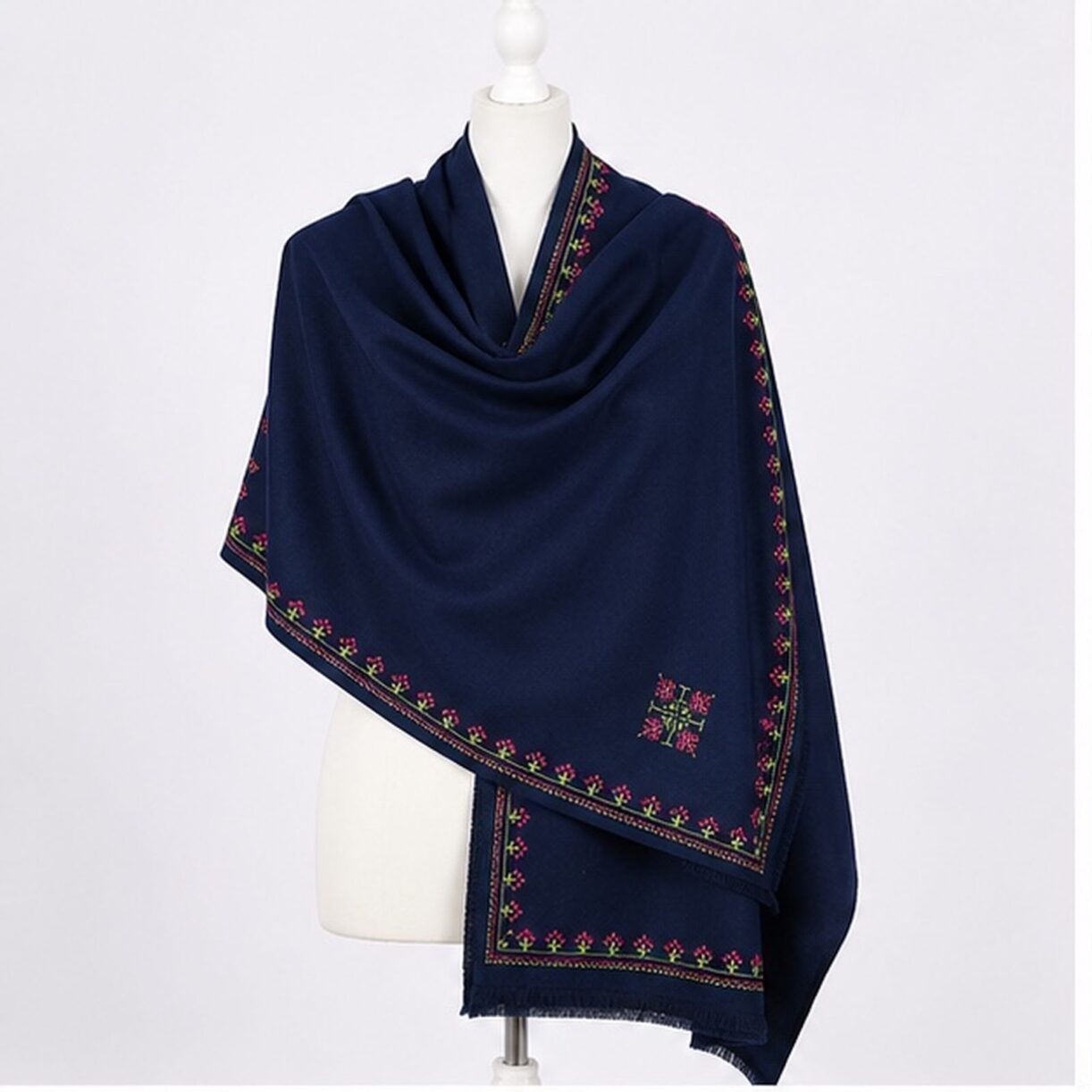 Navy Blue Gulnaar Himalayan Handmade embroidered Shawl